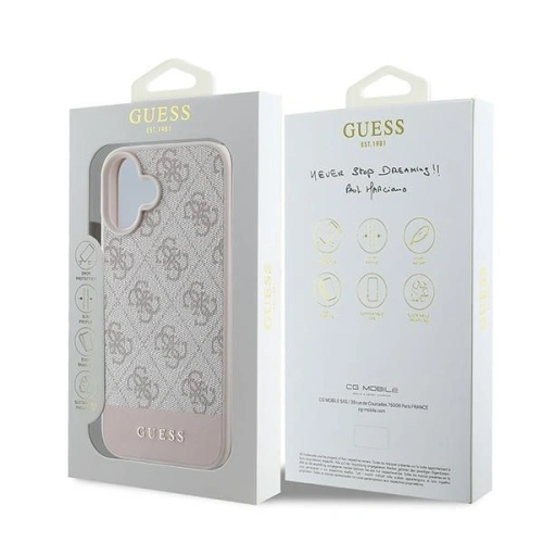 Buy Case Guess GUHCP16MG4GLPI Apple iPhone 16 Plus hardcase 4G Bottom Stripe pink - GUE3506 - {ean13} - Home Screen Store Europe