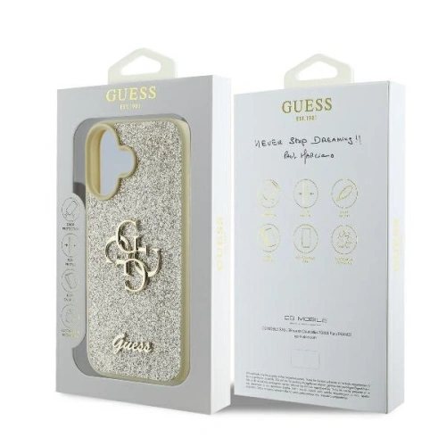 Kup Caz Guess GUHCP16MHG4SGD hardcase pentru Apple iPhone 16 Plus cu glitter fixat Big 4G aurie - GUE3507 - {ean13} - Sklep Home Screen