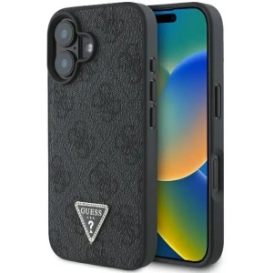 Buy Case Guess GUHCP16MP4TDPK Apple iPhone 16 Plus hardcase Leather 4G Triangle Strass MagSafe black - GUE3510 - {ean13} - Home Screen Store Europe