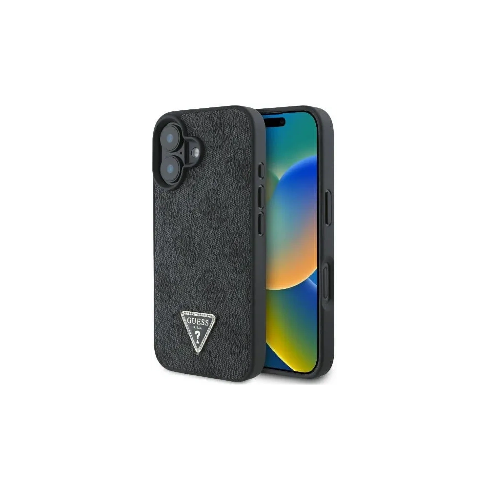Etui Guess GUHCP16MP4TDPK Apple iPhone 16 Plus hardcase Leather 4G Triangle Strass MagSafe czarny - iPhone 16 Plus - Guess