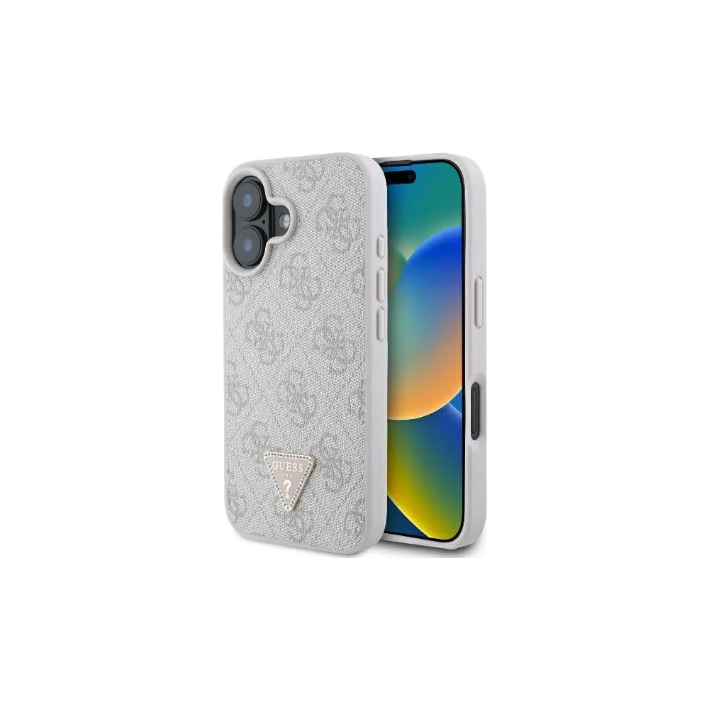 Etui Guess GUHCP16MP4TDPP Apple iPhone 16 Plus hardcase Leather 4G Triangle Strass MagSafe różowy - iPhone 16 Plus - Guess