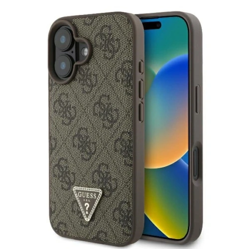 Kup Eset Guess GUHCP16MP4TDPW Apple iPhone 16 Plus kemény tok Bőr 4G Háromszög Strass MagSafe barna - GUE3512 - {ean13} - Sklep Home Screen