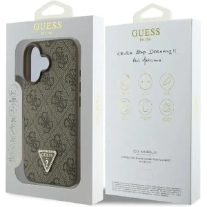 Buy Case Guess GUHCP16MP4TDPW Apple iPhone 16 Plus hardcase Leather 4G Triangle Strass MagSafe brown - GUE3512 - {ean13} - Home Screen Store Europe