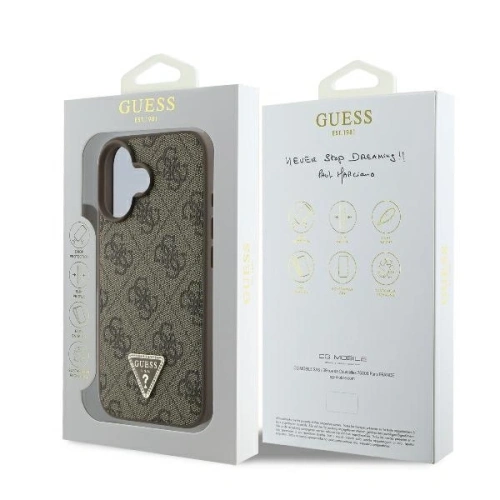 Kup Fall Guess GUHCP16MP4TDPW Apple iPhone 16 Plus Hardcase Leder 4G Dreieck Strass MagSafe braun - GUE3512 - {ean13} - Sklep Home Screen
