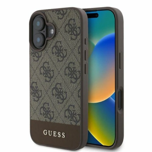 Buy Case Guess GUHCP16SG4GLBR Apple iPhone 16 hardcase 4G Bottom Stripe brown - GUE3518 - {ean13} - Home Screen Store Europe
