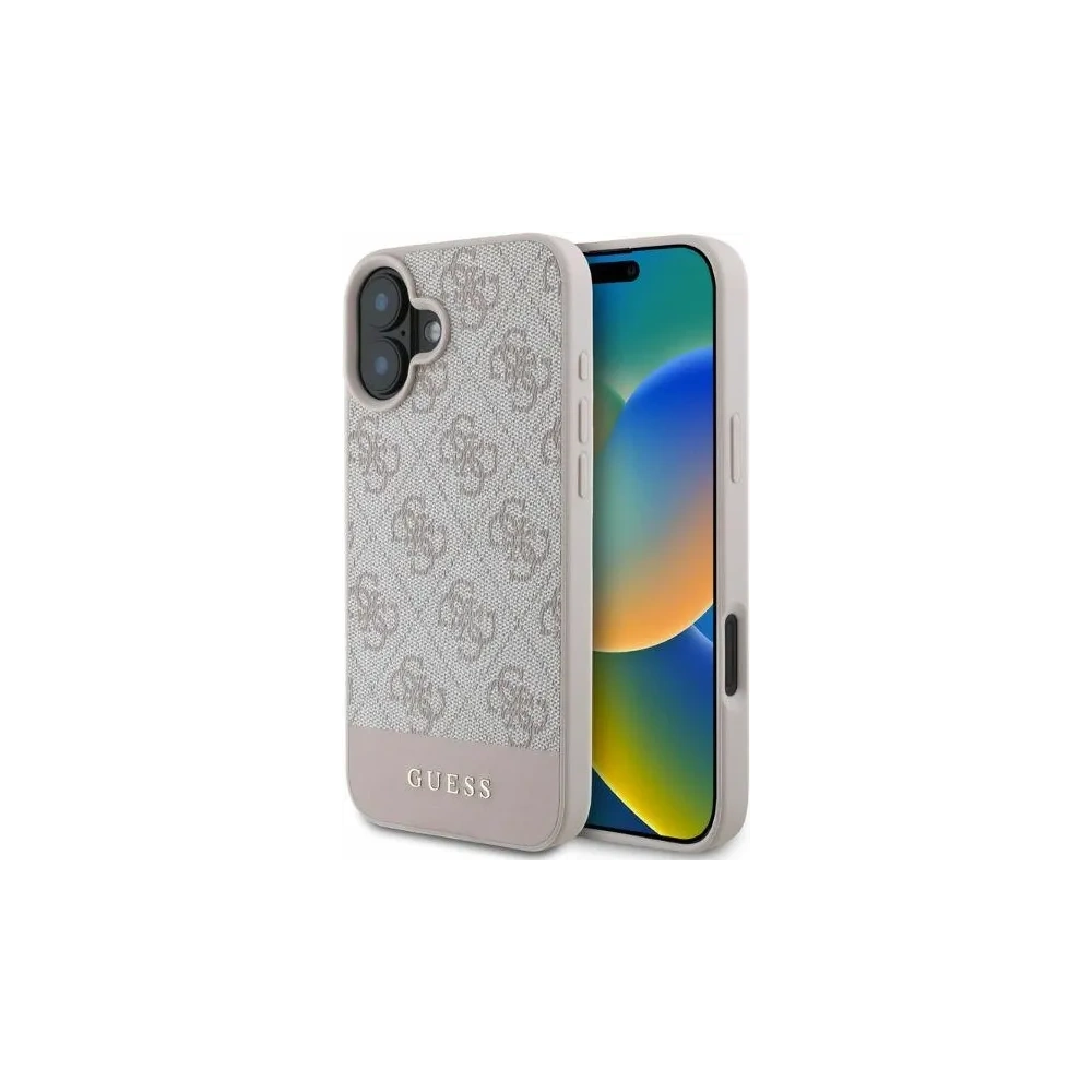 Etui Guess GUHCP16SG4GLPI Apple iPhone 16 hardcase 4G Bottom Stripe różowy - iPhone 16 - Guess