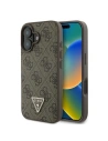 Etui Guess GUHCP16SP4TDPW Apple iPhone 16 hardcase Leather 4G Triangle Strass MagSafe hnědý - iPhone 16 - Guess