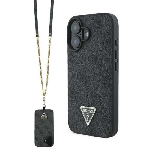 Buy Case Guess GUHCP16SP4TDSCPK Apple iPhone 16 hardcase Leather Metal Logo Strass Crossbody black - GUE3526 - {ean13} - Home Screen Store Europe