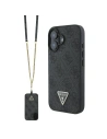 Fall Guess GUHCP16SP4TDSCPK Apple iPhone 16 Hartschale Leder Metalllogo Strass Crossbody schwarz - iPhone 16 - Guess