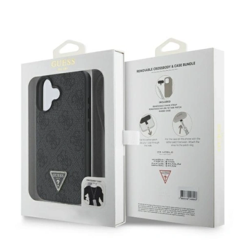 Kup Eset Guess GUHCP16SP4TDSCPK Apple iPhone 16 kemény tok Bőr Fém Logó Strassz Crossbody fekete - GUE3526 - {ean13} - Sklep Home Screen