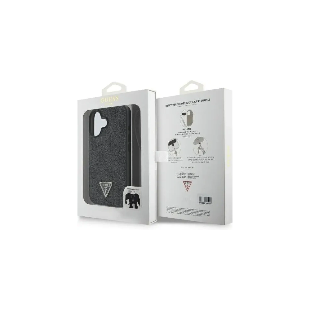 Etui Guess GUHCP16SP4TDSCPK Apple iPhone 16 hardcase Leather Metal Logo Strass Crossbody czarny - iPhone 16 - Guess