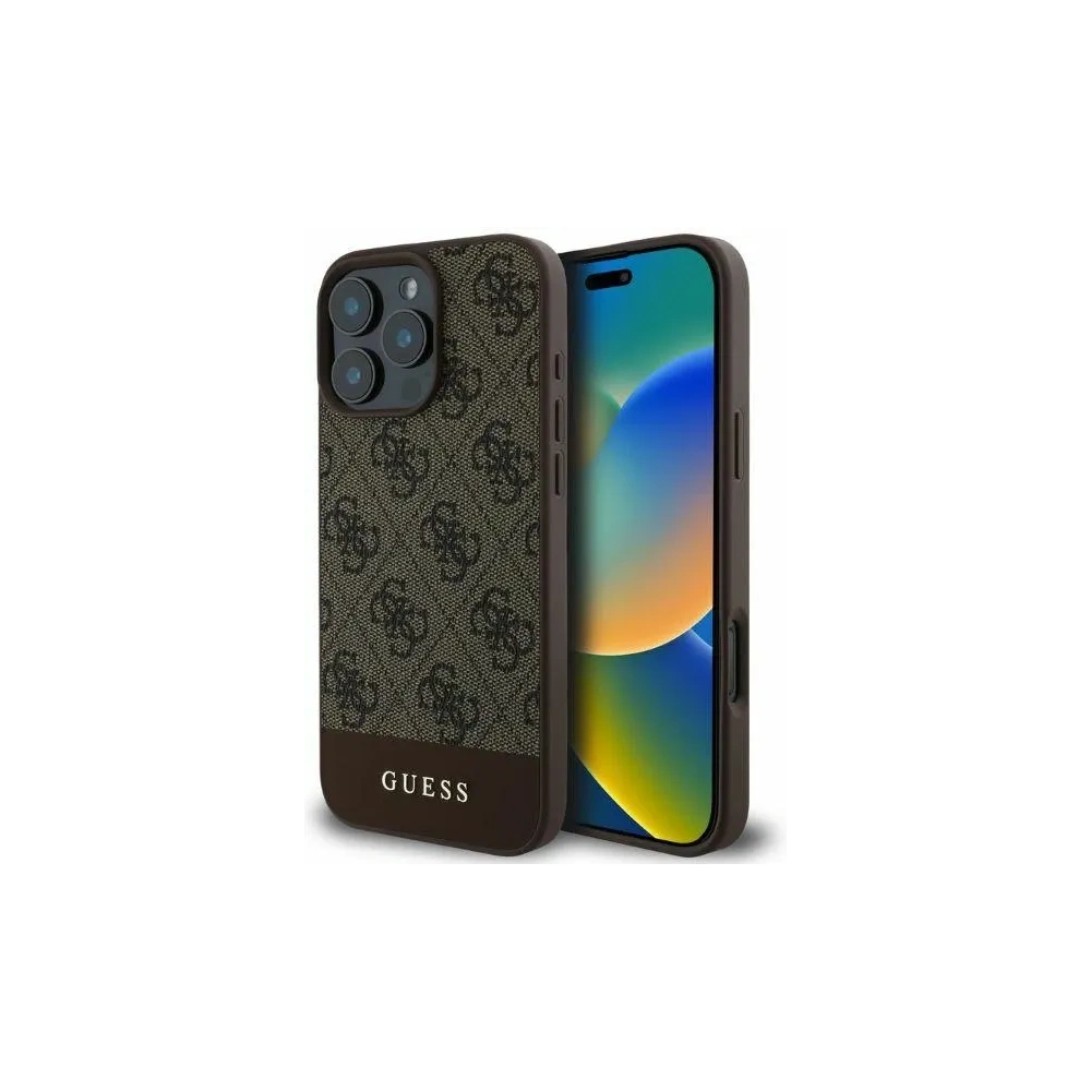 Guess GUHCP16XG4GLBR iPhone 16 Pro Max 6.9" brązowy/brown hardcase 4G Bottom Stripe - !ZAIMPORTOWANE - Guess