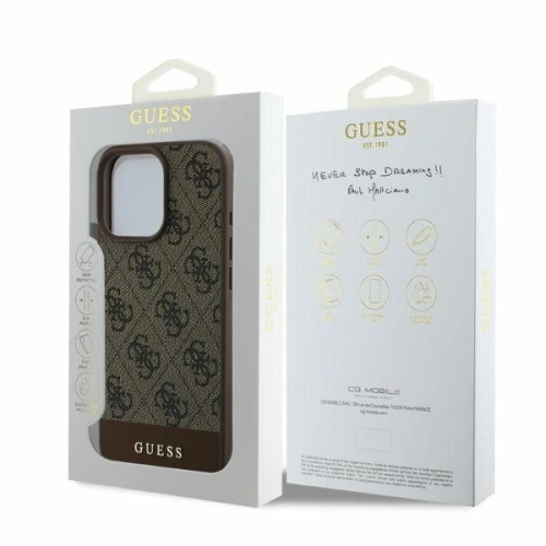 Buy Case Guess GUHCP16XG4GLBR Apple iPhone 16 Pro Max hardcase 4G Bottom Stripe brown - GUE3534 - {ean13} - Home Screen Store Europe
