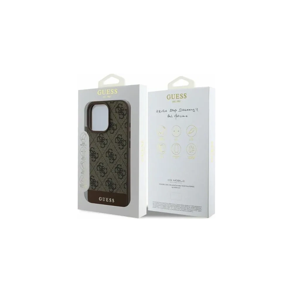 Guess GUHCP16XG4GLBR iPhone 16 Pro Max 6.9" brązowy/brown hardcase 4G Bottom Stripe - !ZAIMPORTOWANE - Guess