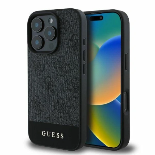 Buy Case Guess GUHCP16XG4GLGR Apple iPhone 16 Pro Max hardcase 4G Bottom Stripe gray - GUE3535 - {ean13} - Home Screen Store Europe