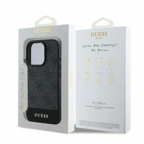 Buy Case Guess GUHCP16XG4GLGR Apple iPhone 16 Pro Max hardcase 4G Bottom Stripe gray - GUE3535 - {ean13} - Home Screen Store Europe