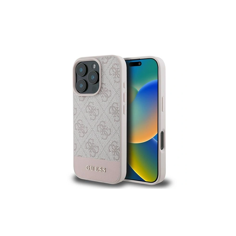 Etui Guess GUHCP16XG4GLPI Apple iPhone 16 Pro Max hardcase 4G Bottom Stripe różowy - iPhone 16 Pro Max - Guess