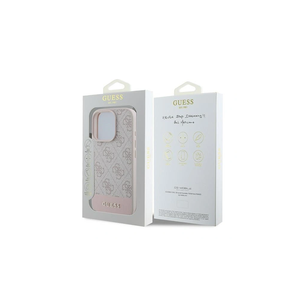 Etui Guess GUHCP16XG4GLPI Apple iPhone 16 Pro Max hardcase 4G Bottom Stripe różowy - iPhone 16 Pro Max - Guess