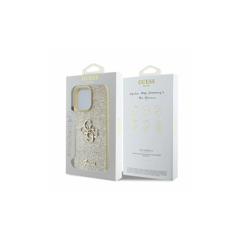 Etui Guess GUHCP16XHG4SGD Apple iPhone 16 Pro Max hardcase Fixed Glitter Big 4G złoty - iPhone 16 Pro Max - Guess