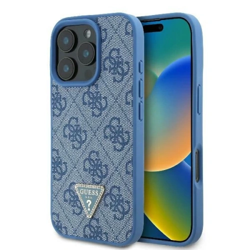 Buy Case Guess GUHCP16XP4TDPB Apple iPhone 16 Pro Max hardcase Leather 4G Triangle Strass MagSafe blue - GUE3541 - {ean13} - Home Screen Store Europe