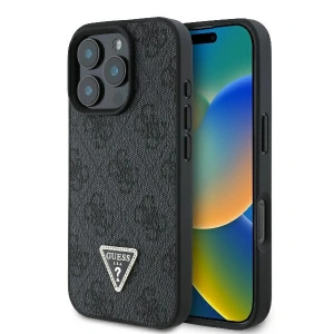 Buy Case Guess GUHCP16XP4TDPK Apple iPhone 16 Pro Max hardcase Leather 4G Triangle Strass MagSafe black - GUE3542 - {ean13} - Home Screen Store Europe