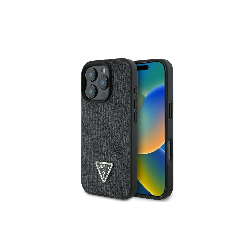 Etui Guess GUHCP16XP4TDPK Apple iPhone 16 Pro Max hardcase Leather 4G Triangle Strass MagSafe czarny - iPhone 16 Pro Max - Guess