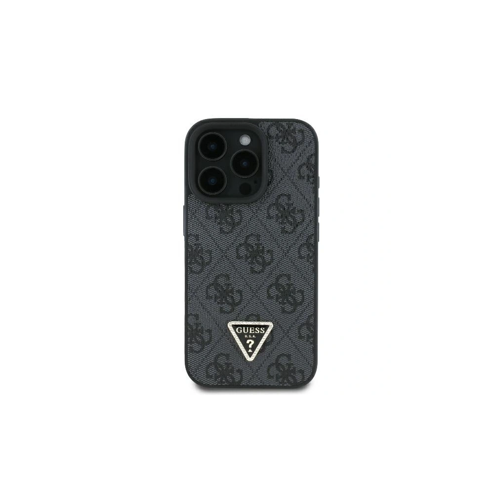 Etui Guess GUHCP16XP4TDPK Apple iPhone 16 Pro Max hardcase Leather 4G Triangle Strass MagSafe czarny - iPhone 16 Pro Max - Guess