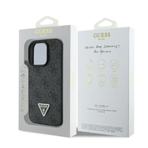 Kup Etui Guess GUHCP16XP4TDPK Apple iPhone 16 Pro Max hardcase Leather 4G Triangle Strass MagSafe czarny - GUE3542 - {ean13} - Sklep Home Screen