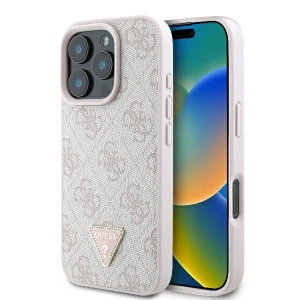 Buy Case Guess GUHCP16XP4TDPP Apple iPhone 16 Pro Max hardcase Leather 4G Triangle Strass MagSafe pink - GUE3543 - {ean13} - Home Screen Store Europe