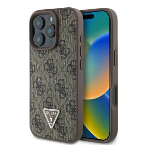 Buy Case Guess GUHCP16XP4TDPW Apple iPhone 16 Pro Max hardcase Leather 4G Triangle Strass MagSafe brown - GUE3544 - {ean13} - Home Screen Store Europe