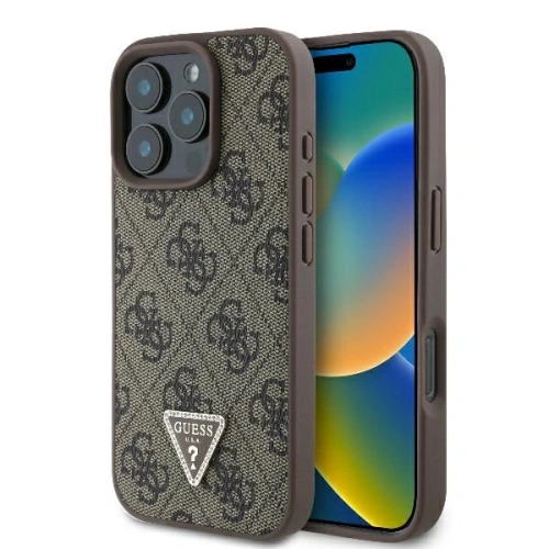 Kup Případ Guess GUHCP16XP4TDPW Apple iPhone 16 Pro Max tvrdý obal Kožený 4G Trojúhelník Strass MagSafe hnědý - GUE3544 - {ean13} - Sklep Home Screen