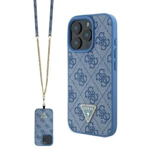 Kup Případ Guess GUHCP16XP4TDSCPB Apple iPhone 16 Pro Max tvrdý kryt Kožený Metalový Logo Strass Crossbody modrý - GUE3545 - {ean13} - Sklep Home Screen