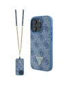 Etui Guess GUHCP16XP4TDSCPB Apple iPhone 16 Pro Max keménytok Bőr Fém Logó Strassz Crossbody kék - iPhone 16 Pro Max - Guess