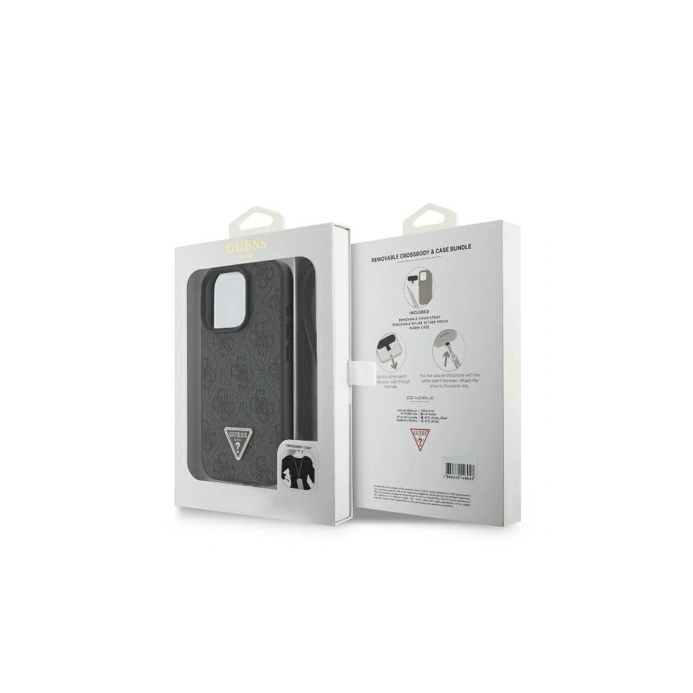 Etui Guess GUHCP16XP4TDSCPK Apple iPhone 16 Pro Max hardcase Leather Metal Logo Strass Crossbody czarny - iPhone 16 Pro Max - Guess