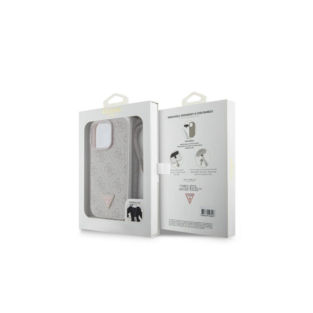 Etui Guess GUHCP16XP4TDSCPP Apple iPhone 16 Pro Max hardcase Leather Metal Logo Strass Crossbody różowy - iPhone 16 Pro Max - Guess