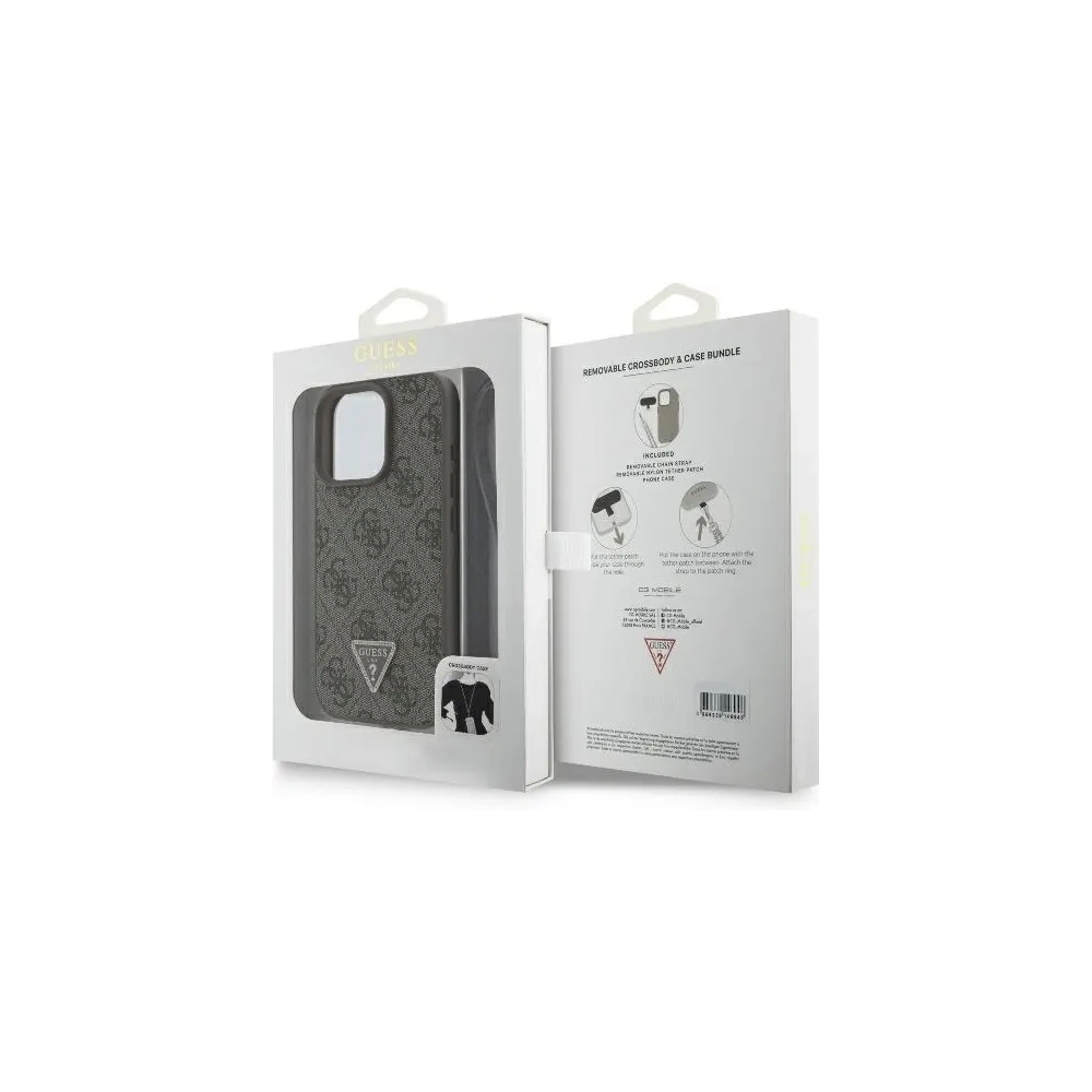 Etui Guess GUHCP16XP4TDSCPW Apple iPhone 16 Pro Max hardcase Leather Metal Logo Strass Crossbody brązowy - iPhone 16 Pro Max - Guess