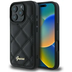 Kup Případ Guess GUHCP16XPSQSQSK tvrdý obal pro Apple iPhone 16 Pro Max prošívaný s kovovým logem černý - GUE3549 - {ean13} - Sklep Home Screen