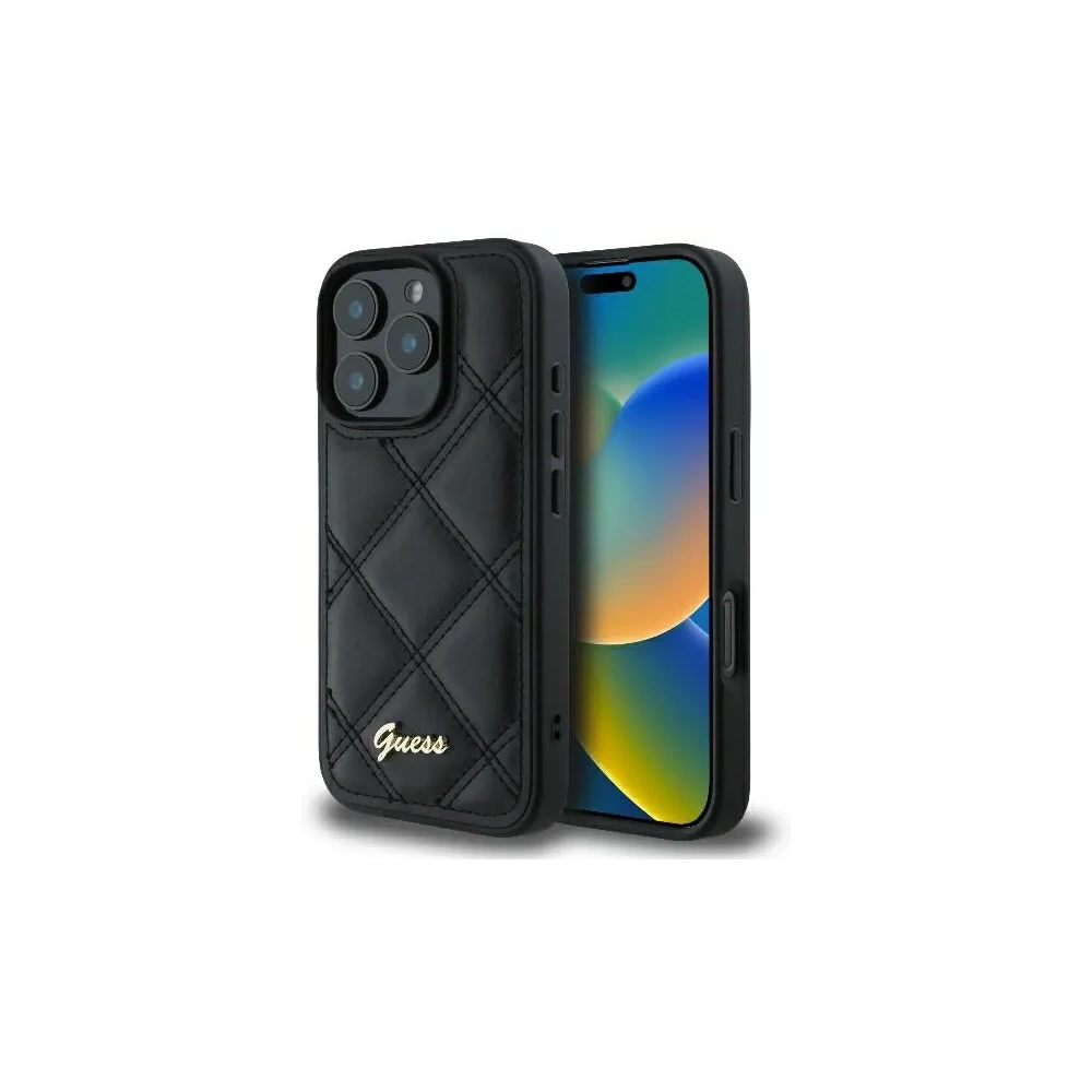 Etui Guess GUHCP16XPSQSQSK Apple iPhone 16 Pro Max hardcase Quilted Metal Logo czarny - iPhone 16 Pro Max - Guess