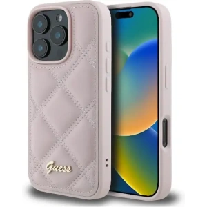 Kup Případ Guess GUHCP16XPSQSQSP Apple iPhone 16 Pro Max tvrdý kryt prošívaný s logem metalickým růžový - GUE3550 - {ean13} - Sklep Home Screen