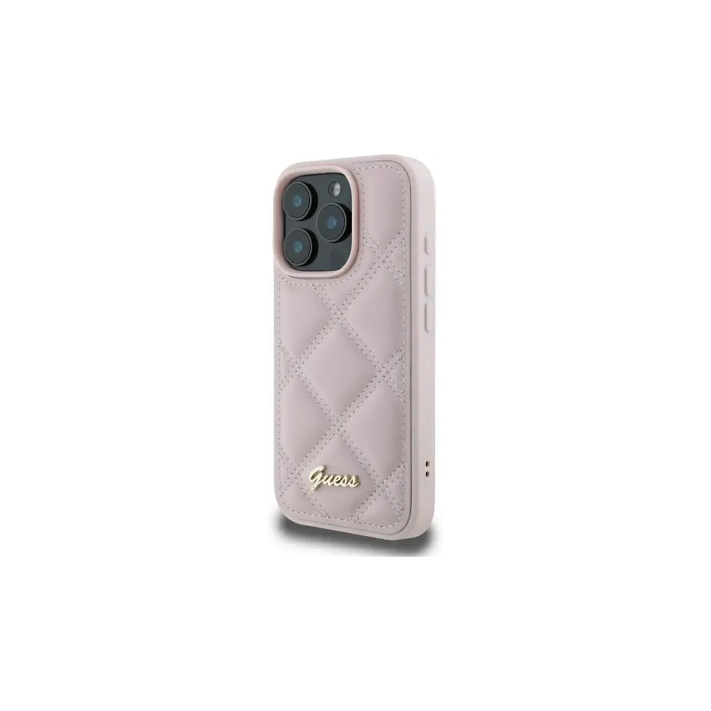 Etui Guess GUHCP16XPSQSQSP Apple iPhone 16 Pro Max hardcase Quilted Metal Logo różowy - iPhone 16 Pro Max - Guess