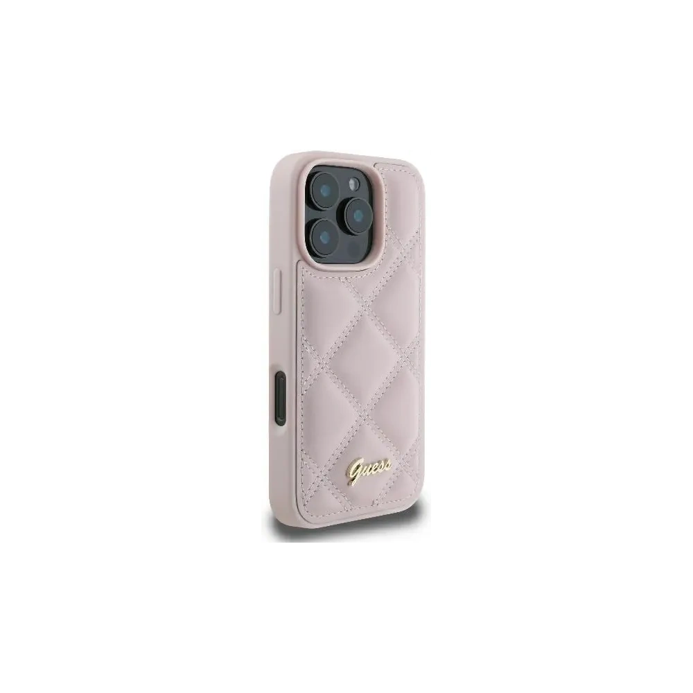 Etui Guess GUHCP16XPSQSQSP Apple iPhone 16 Pro Max hardcase Quilted Metal Logo różowy - iPhone 16 Pro Max - Guess
