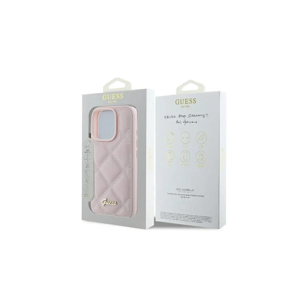 Etui Guess GUHCP16XPSQSQSP Apple iPhone 16 Pro Max hardcase Quilted Metal Logo różowy - iPhone 16 Pro Max - Guess