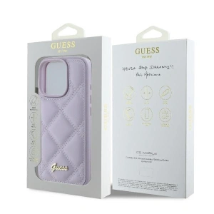 Kup Případ Guess GUHCP16XPSQSQSU pro Apple iPhone 16 Pro Max tvrdý obal prošívaný s metalickým logem světle fialový - GUE3551 - {ean13} - Sklep Home Screen