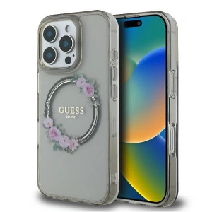 Buy Case Guess GUHMP16LHFWFCK Apple iPhone 16 Pro hardcase IML Flowers Wreath MagSafe black - GUE3554 - {ean13} - Home Screen Store Europe