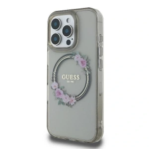 Buy Case Guess GUHMP16LHFWFCK Apple iPhone 16 Pro hardcase IML Flowers Wreath MagSafe black - GUE3554 - {ean13} - Home Screen Store Europe