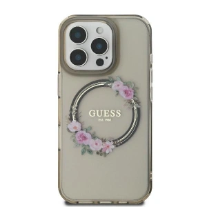 Buy Case Guess GUHMP16LHFWFCK Apple iPhone 16 Pro hardcase IML Flowers Wreath MagSafe black - GUE3554 - {ean13} - Home Screen Store Europe