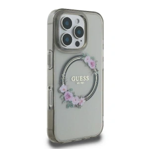 Buy Case Guess GUHMP16LHFWFCK Apple iPhone 16 Pro hardcase IML Flowers Wreath MagSafe black - GUE3554 - {ean13} - Home Screen Store Europe