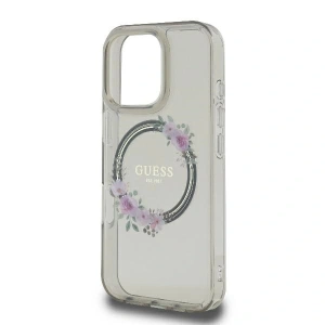 Buy Case Guess GUHMP16LHFWFCK Apple iPhone 16 Pro hardcase IML Flowers Wreath MagSafe black - GUE3554 - {ean13} - Home Screen Store Europe