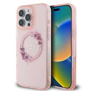 Buy Case Guess GUHMP16LHFWFCP Apple iPhone 16 Pro hardcase IML Flowers Wreath MagSafe pink - GUE3555 - {ean13} - Home Screen Store Europe