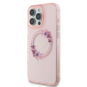 Buy Case Guess GUHMP16LHFWFCP Apple iPhone 16 Pro hardcase IML Flowers Wreath MagSafe pink - GUE3555 - {ean13} - Home Screen Store Europe